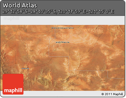 Satellite 3D Map of the Area around 28° 56' 46" S, 120° 46' 30" E