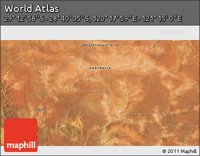 Satellite 3D Map of the Area around 28° 56' 46" S, 120° 46' 30" E