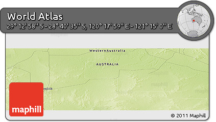 Physical Panoramic Map of the Area around 28° 56' 46" S, 120° 46' 30" E