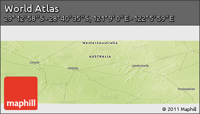 Physical Panoramic Map of the Area around 28° 56' 46" S, 121° 37' 30" E