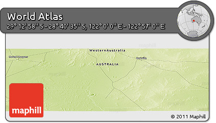 Physical Panoramic Map of the Area around 28° 56' 46" S, 122° 28' 29" E