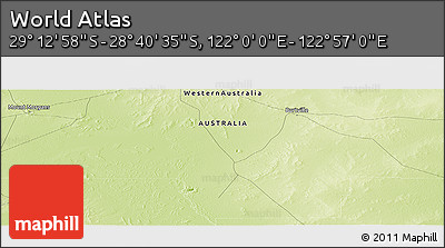 Physical Panoramic Map of the Area around 28° 56' 46" S, 122° 28' 29" E