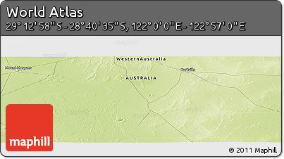 Physical Panoramic Map of the Area around 28° 56' 46" S, 122° 28' 29" E