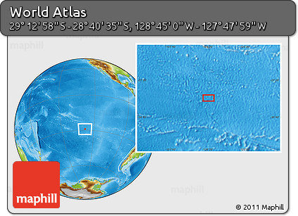 Physical Location Map of the Area around 28° 56' 46" S, 128° 16' 30" W