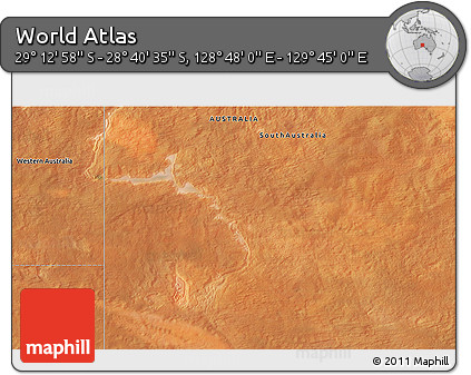 Satellite 3D Map of the Area around 28° 56' 46" S, 129° 16' 30" E
