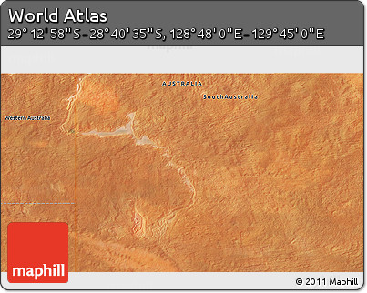 Satellite 3D Map of the Area around 28° 56' 46" S, 129° 16' 30" E