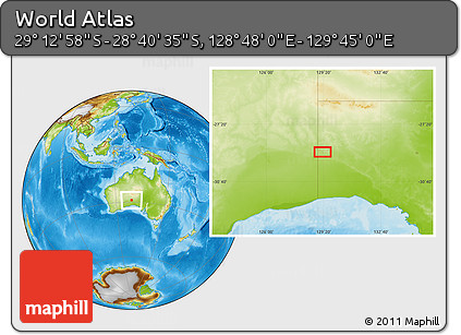 Physical Location Map of the Area around 28° 56' 46" S, 129° 16' 30" E