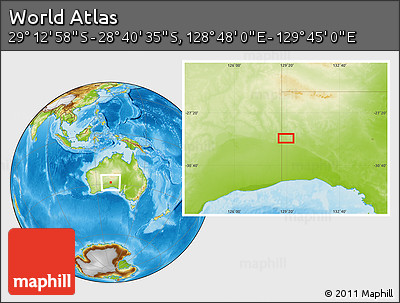 Physical Location Map of the Area around 28° 56' 46" S, 129° 16' 30" E
