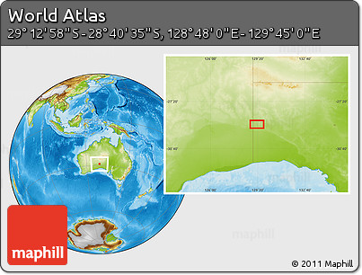 Physical Location Map of the Area around 28° 56' 46" S, 129° 16' 30" E