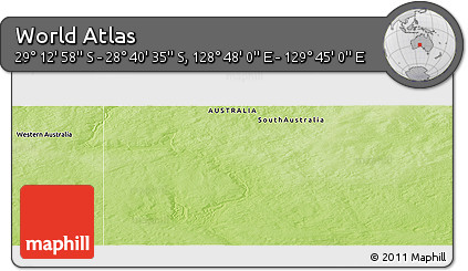 Physical Panoramic Map of the Area around 28° 56' 46" S, 129° 16' 30" E