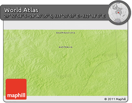 Physical 3D Map of the Area around 28° 56' 46" S, 131° 49' 29" E