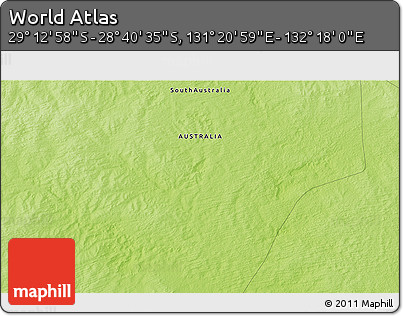 Physical 3D Map of the Area around 28° 56' 46" S, 131° 49' 29" E