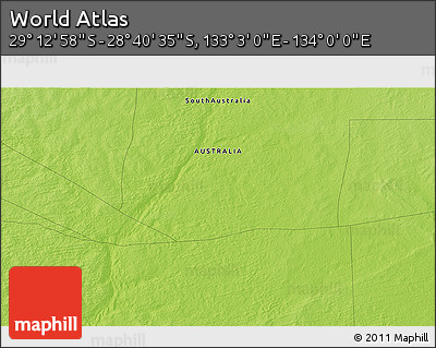 Physical 3D Map of the Area around 28° 56' 46" S, 133° 31' 30" E