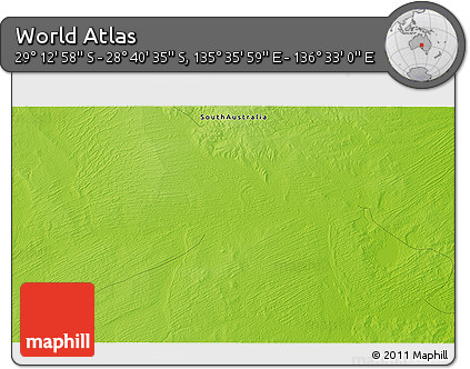 Physical 3D Map of the Area around 28° 56' 46" S, 136° 4' 29" E