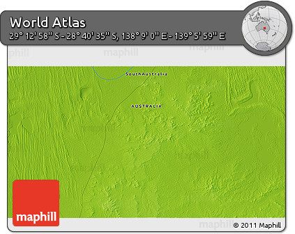 Physical 3D Map of the Area around 28° 56' 46" S, 138° 37' 30" E