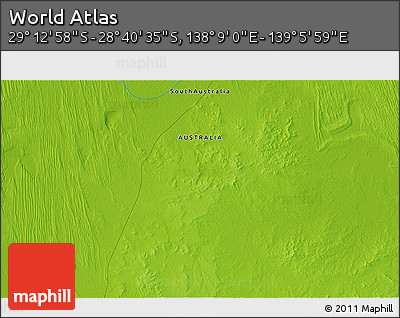 Physical 3D Map of the Area around 28° 56' 46" S, 138° 37' 30" E