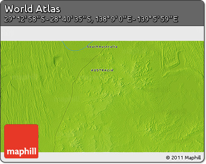 Physical 3D Map of the Area around 28° 56' 46" S, 138° 37' 30" E