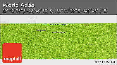 Physical Panoramic Map of the Area around 28° 56' 46" S, 140° 19' 29" E