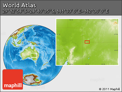 Physical Location Map of the Area around 28° 56' 46" S, 142° 1' 30" E