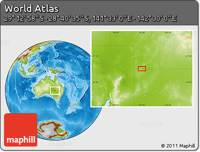 Physical Location Map of the Area around 28° 56' 46" S, 142° 1' 30" E