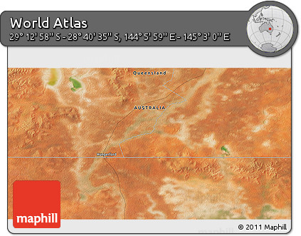 Satellite 3D Map of the Area around 28° 56' 46" S, 144° 34' 29" E