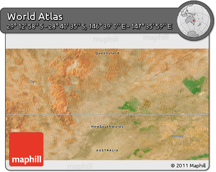 Satellite 3D Map of the Area around 28° 56' 46" S, 147° 7' 30" E