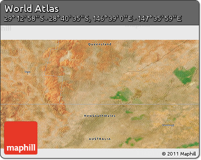 Satellite 3D Map of the Area around 28° 56' 46" S, 147° 7' 30" E