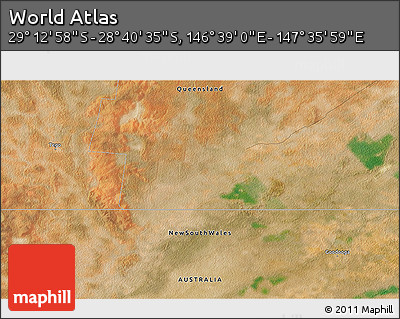 Satellite 3D Map of the Area around 28° 56' 46" S, 147° 7' 30" E