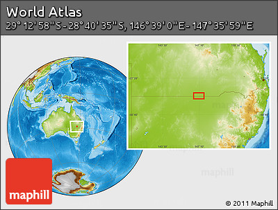 Physical Location Map of the Area around 28° 56' 46" S, 147° 7' 30" E