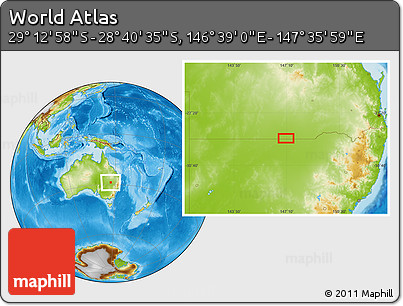Physical Location Map of the Area around 28° 56' 46" S, 147° 7' 30" E