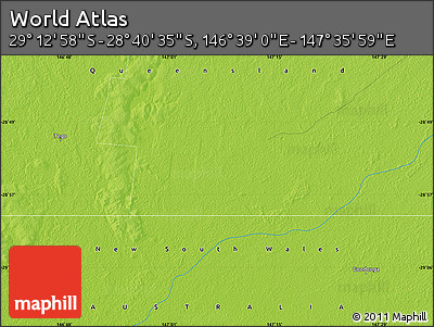 Physical Map of the Area around 28° 56' 46" S, 147° 7' 30" E
