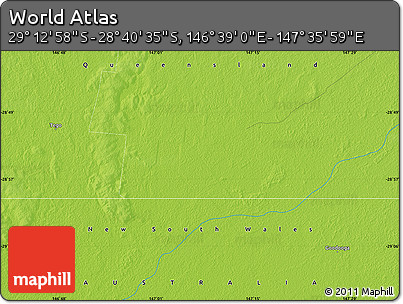 Physical Map of the Area around 28° 56' 46" S, 147° 7' 30" E