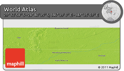 Physical Panoramic Map of the Area around 28° 56' 46" S, 147° 7' 30" E