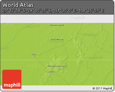 Physical 3D Map of the Area around 28° 56' 46" S, 147° 58' 29" E