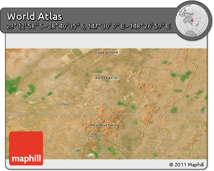 Satellite 3D Map of the Area around 28° 56' 46" S, 147° 58' 29" E