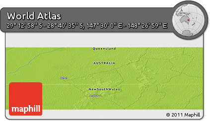 Physical Panoramic Map of the Area around 28° 56' 46" S, 147° 58' 29" E