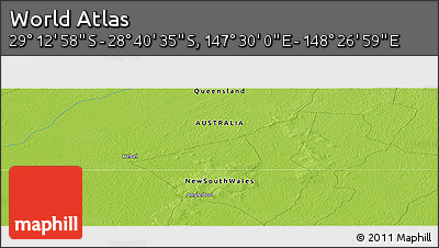 Physical Panoramic Map of the Area around 28° 56' 46" S, 147° 58' 29" E