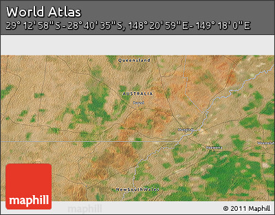 Satellite 3D Map of the Area around 28° 56' 46" S, 148° 49' 29" E