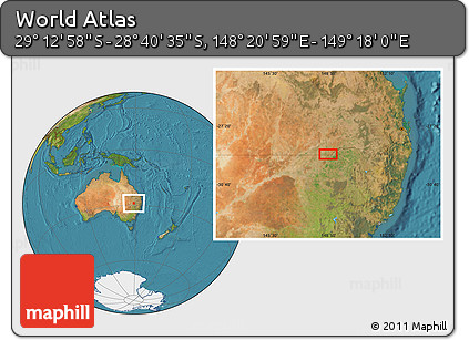 Satellite Location Map of the Area around 28° 56' 46" S, 148° 49' 29" E