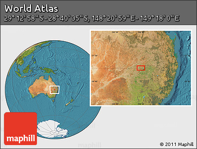 Satellite Location Map of the Area around 28° 56' 46" S, 148° 49' 29" E