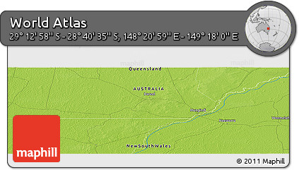 Physical Panoramic Map of the Area around 28° 56' 46" S, 148° 49' 29" E