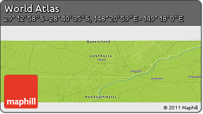Physical Panoramic Map of the Area around 28° 56' 46" S, 148° 49' 29" E