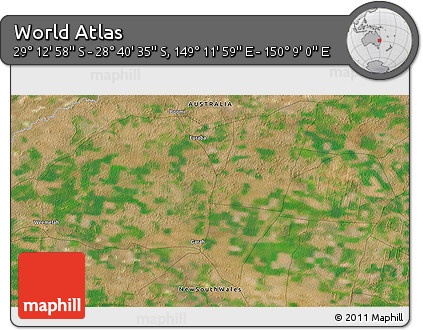 Satellite 3D Map of the Area around 28° 56' 46" S, 149° 40' 30" E