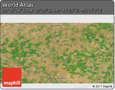 Satellite 3D Map of the Area around 28° 56' 46" S, 149° 40' 30" E