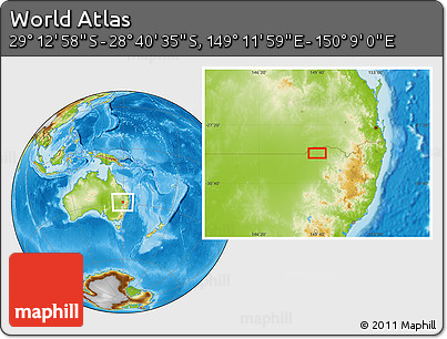 Physical Location Map of the Area around 28° 56' 46" S, 149° 40' 30" E