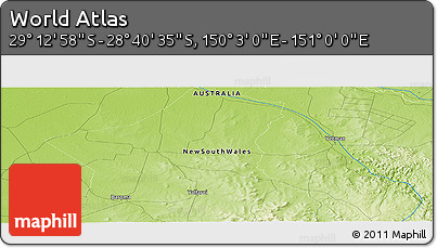 Physical Panoramic Map of the Area around 28° 56' 46" S, 150° 31' 30" E