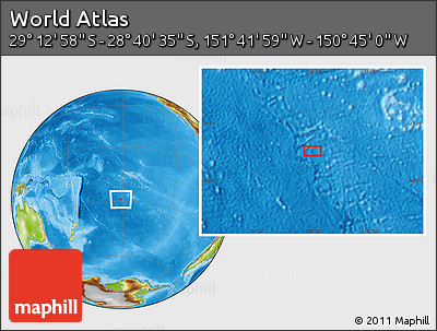 Physical Location Map of the Area around 28° 56' 46" S, 151° 13' 29" W