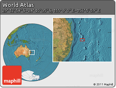 Satellite Location Map of the Area around 28° 56' 46" S, 155° 37' 30" E