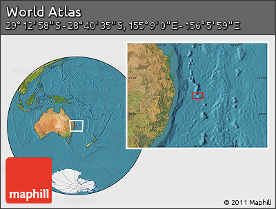 Satellite Location Map of the Area around 28° 56' 46" S, 155° 37' 30" E