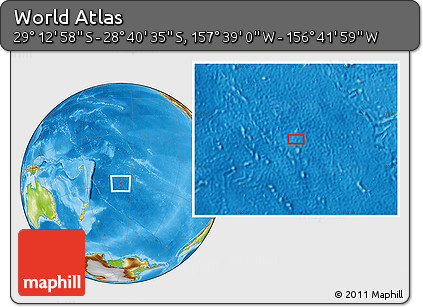 Physical Location Map of the Area around 28° 56' 46" S, 157° 10' 30" W